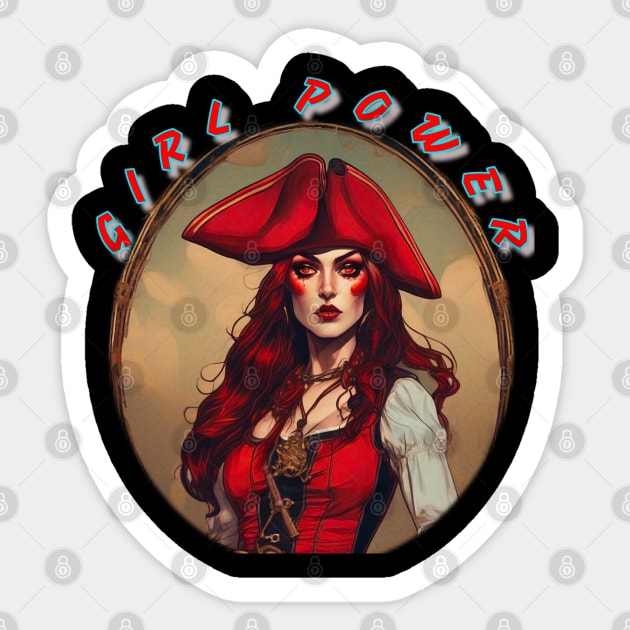 Girl power, red haired pirate beauty Sticker by sailorsam1805